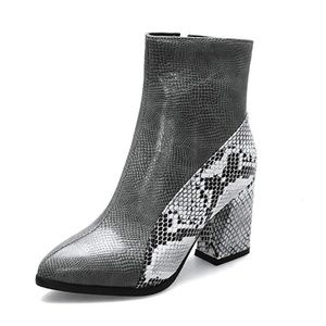 Brand New Gray and White Snakeskin Pattern Boots